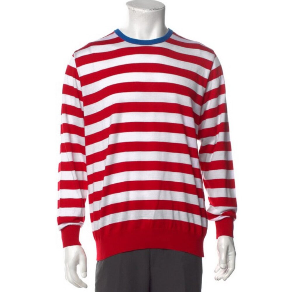 NEW $565 Paul & Shark Sweater! M  White & Red Stripe  Nautical   Cotton   ITALY